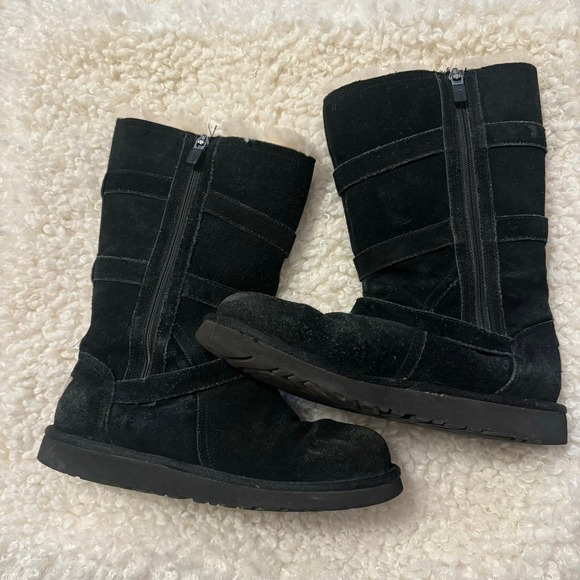Ugg Black Suede Boots With Buckles and Zipper Closure  S5 - Picture 10 of 10